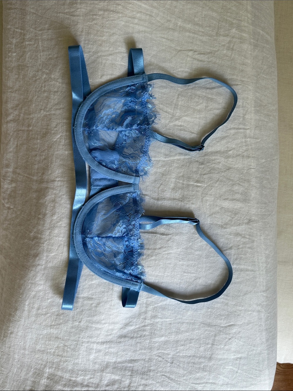 Sheer Lace Underwire Bralette in Blue